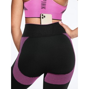 "Victoria's Secret PINK legíny SEAMLESS TIGHT - Pure Black With Neon Bubble "