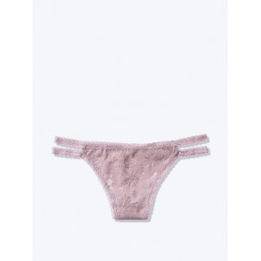 Victoria's Secret PINK kalhotky Lace Strappy Thong - Fialové s krajkou